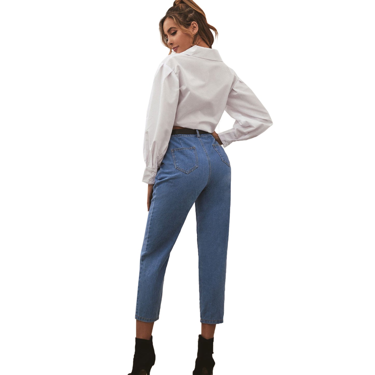 All-match High-waist Ladies Denim Trousers