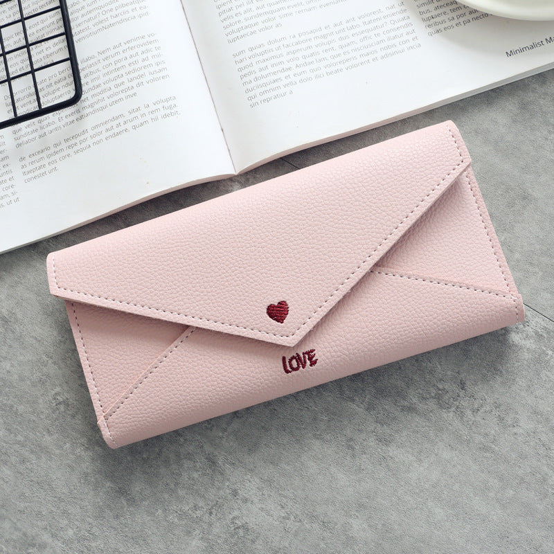 Long Heart-shaped Letter Line 2 Fold Multifunctional Wallet