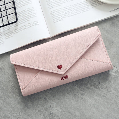 Long Heart-shaped Letter Line 2 Fold Multifunctional Wallet