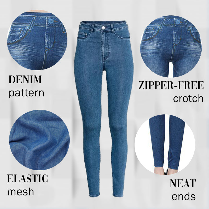 High Rise Waist Slim Fit Stretch Casual Denim Pants