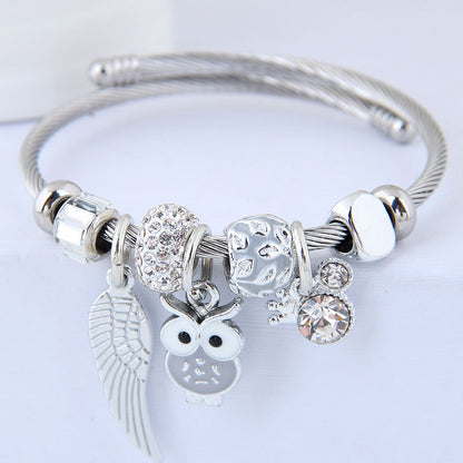 Angel Wings Pendant Stainless Steel Bracelet