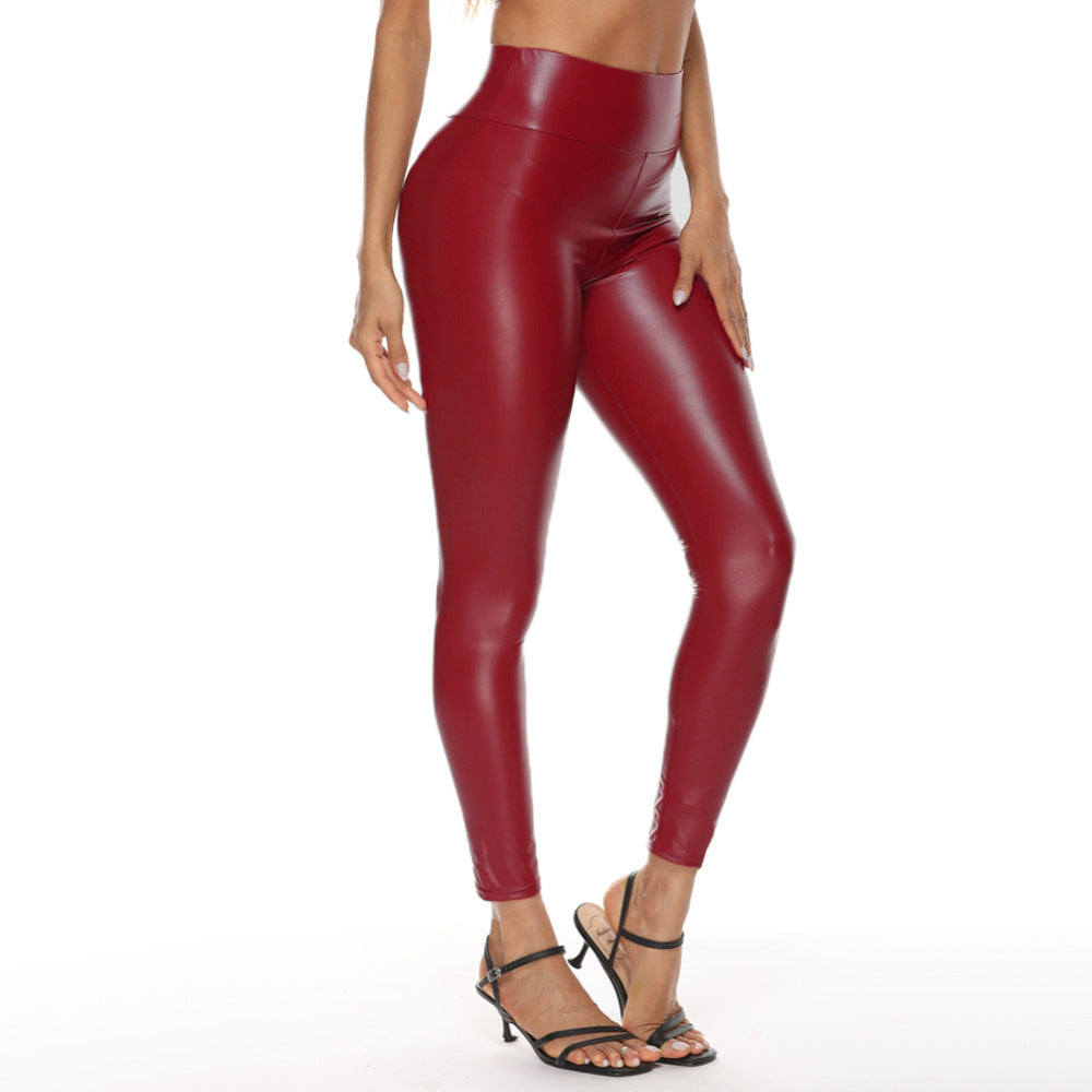 Multicolor Leather Pants For Women With High Waist And Hips