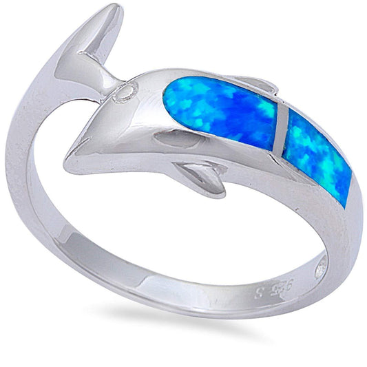 Women's Ring with Opal Dolphin