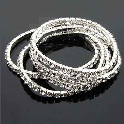 Full Diamond Single Row Elastic Bracelet