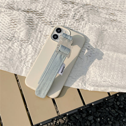 Solid Color Wrist Strap Bracket Phone Case