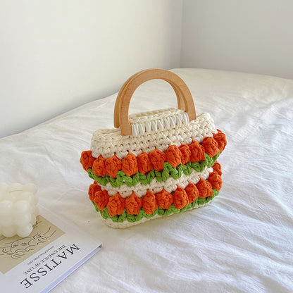 Tulip Bag Hand-woven Bag Cloth Strip Crochet