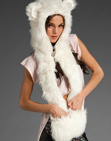 fur grass cartoon cap with scarf