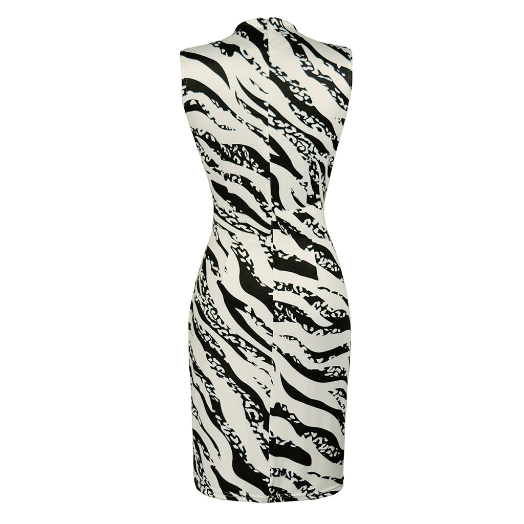 Sleeveless Zebra Print Skinny Dress