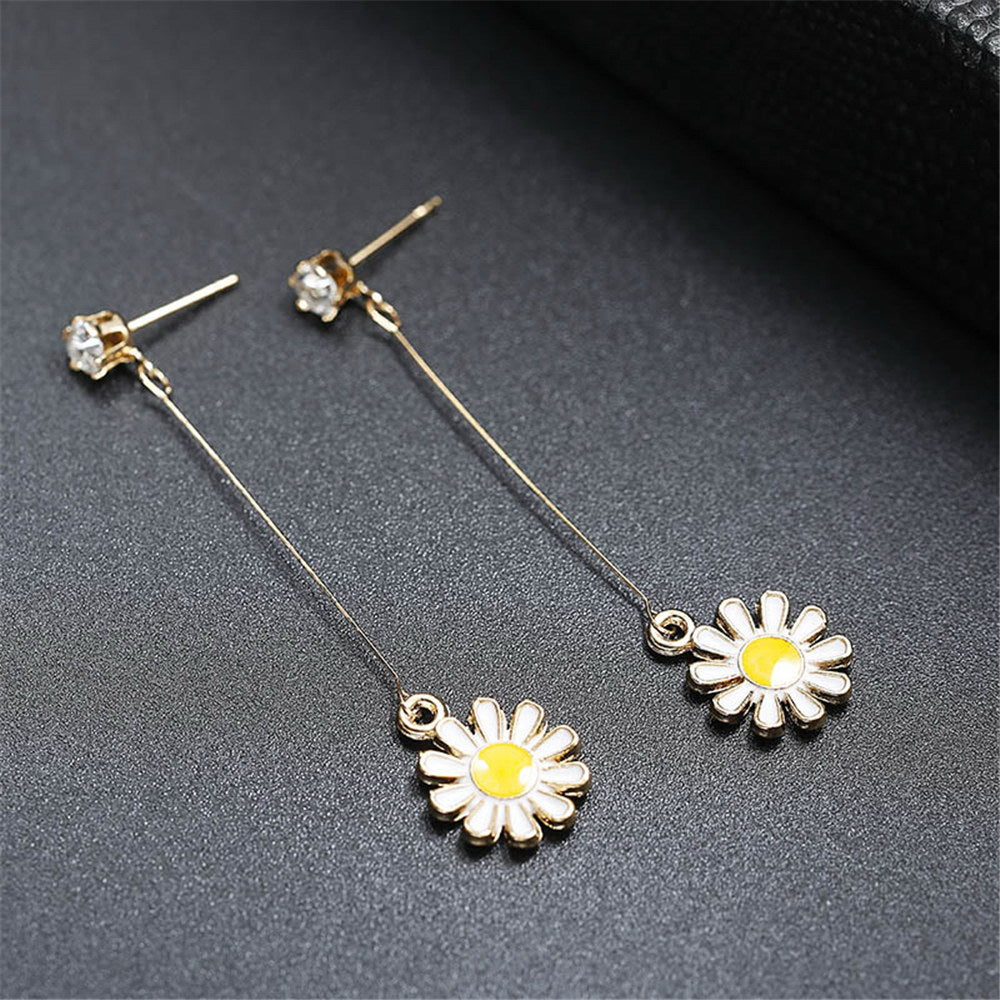 Simple Elegant Flower Ear Line Long Earrings