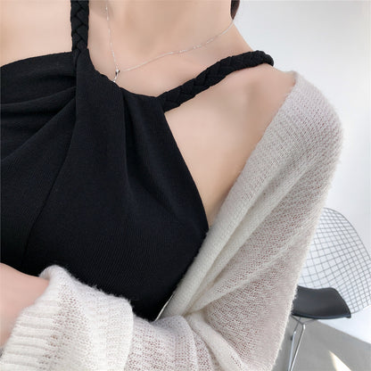 Off-the-shoulder Knitted Camisole Sexy Outer Wear