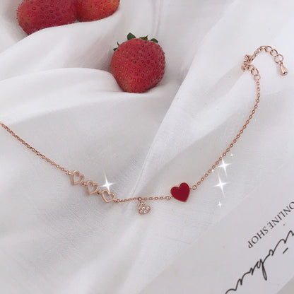 Sweet Drop Oil Love Heart Pendant Bracelet