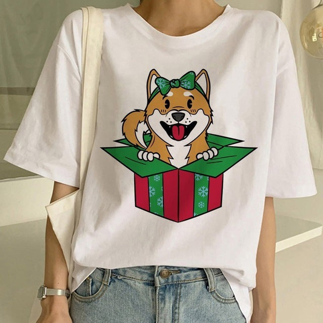 Fashion Shiba Inu Dog Round Neck T-shirt