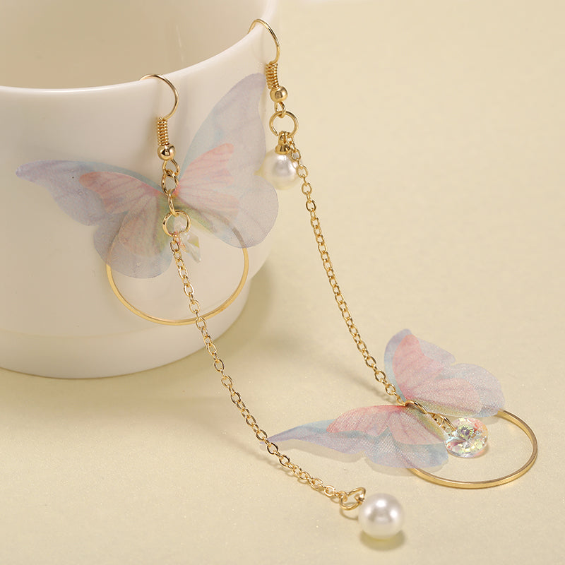 Fairy Yarn Asymmetric Butterfly Long Earring