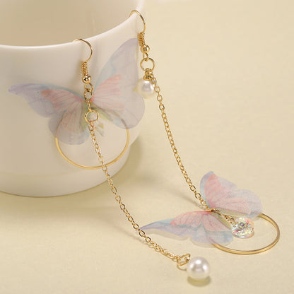 Fairy Yarn Asymmetric Butterfly Long Earring