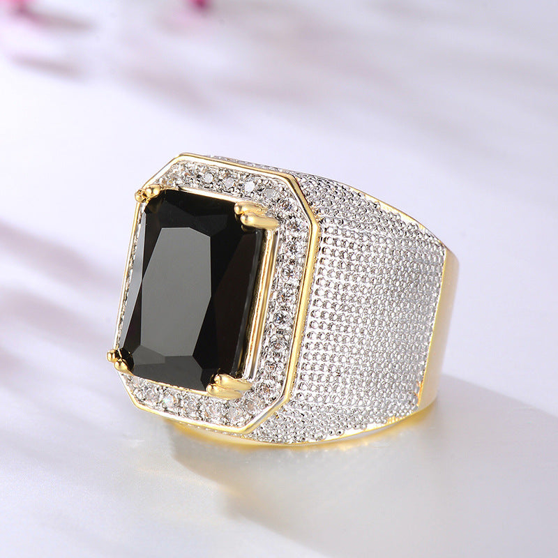 Diamond Square Sapphire Men's Ring