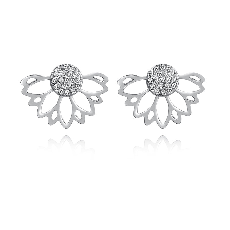 Lotus shaped full diamond earring