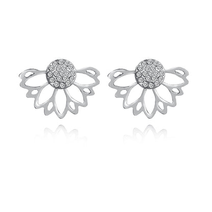 Lotus shaped full diamond earring