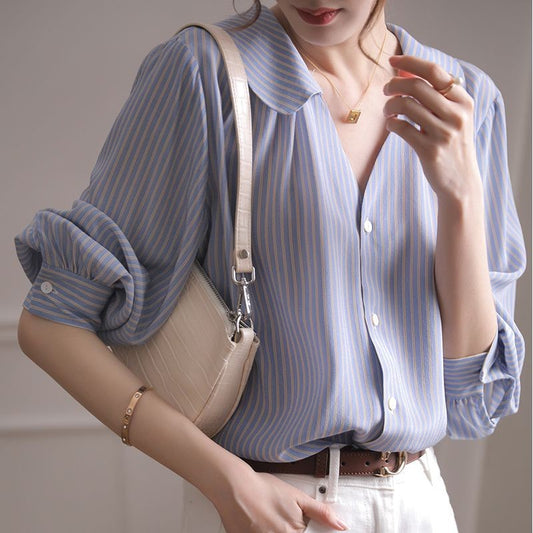 Blue Striped Shirt Small Number Sleeve