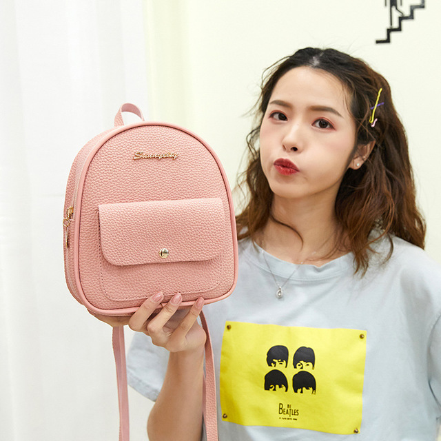 Shoulders Small Backpack Letter Purse Simple Ladies Travel Bag