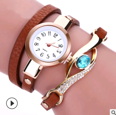 Fashion casual winding table, big eyes ladies winding watch