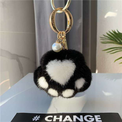 Cat's Claw Fur Ornaments Real Plush Bag Car Key