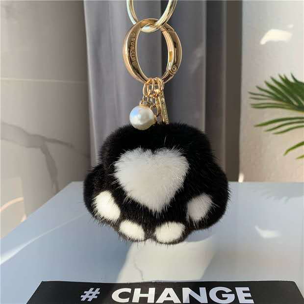 Cat's Claw Fur Ornaments Real Plush Bag Car Key