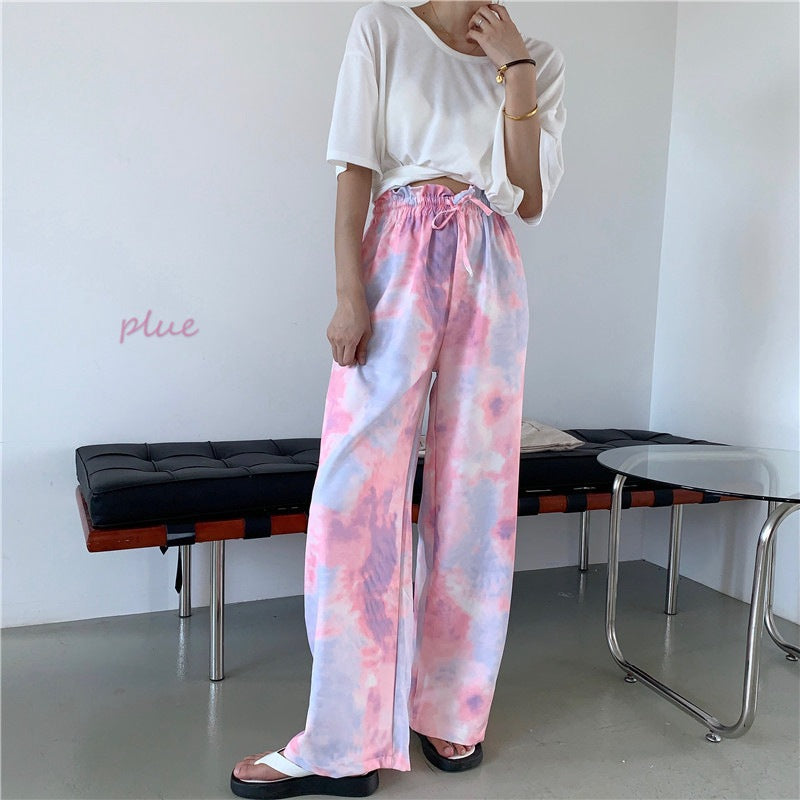 Tie Dye Wide Leg Pants Nine-quarter Pants