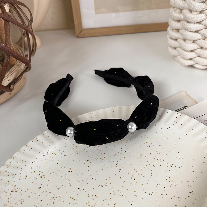 Vintage Velvet Pearl Twist Headband