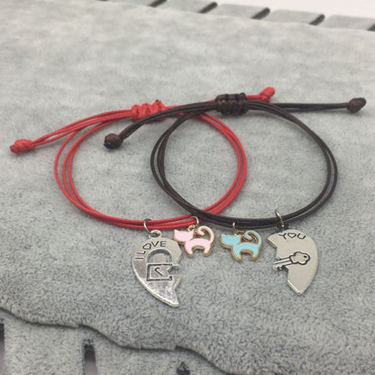 2 Sets Kitten Couple Bracelets