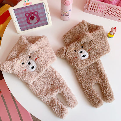 Winter Novelty Warm Cute Bear Plush Scarf