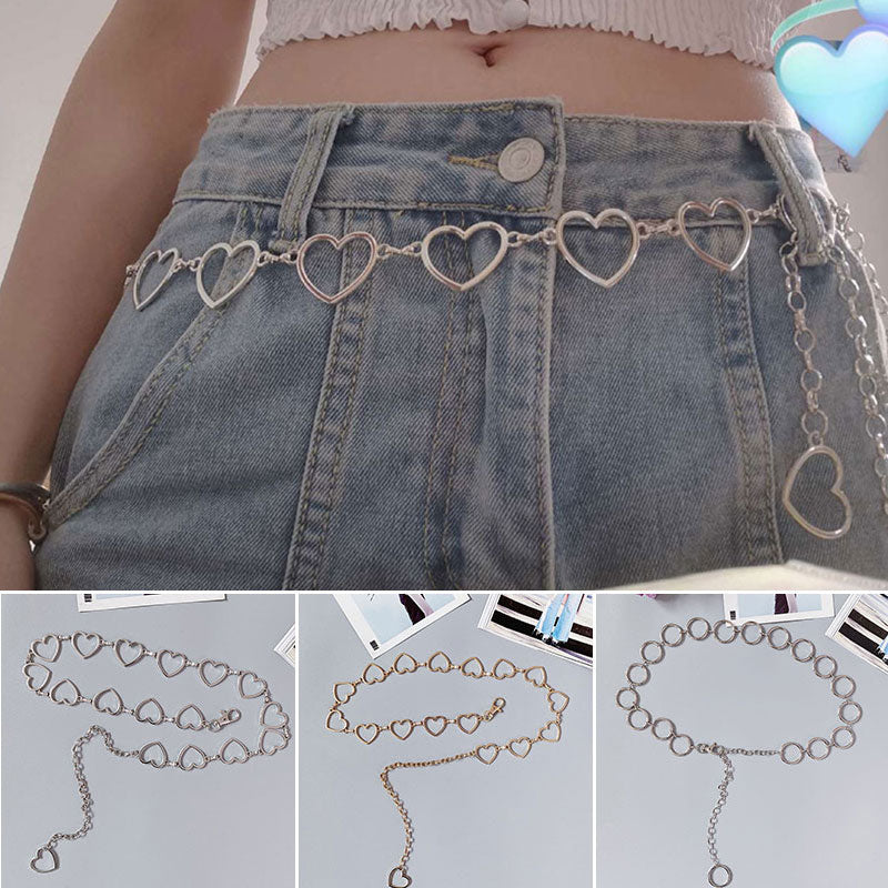 Metal love circle waist chain