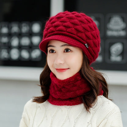 Plush thick warm ear protection scarf hat