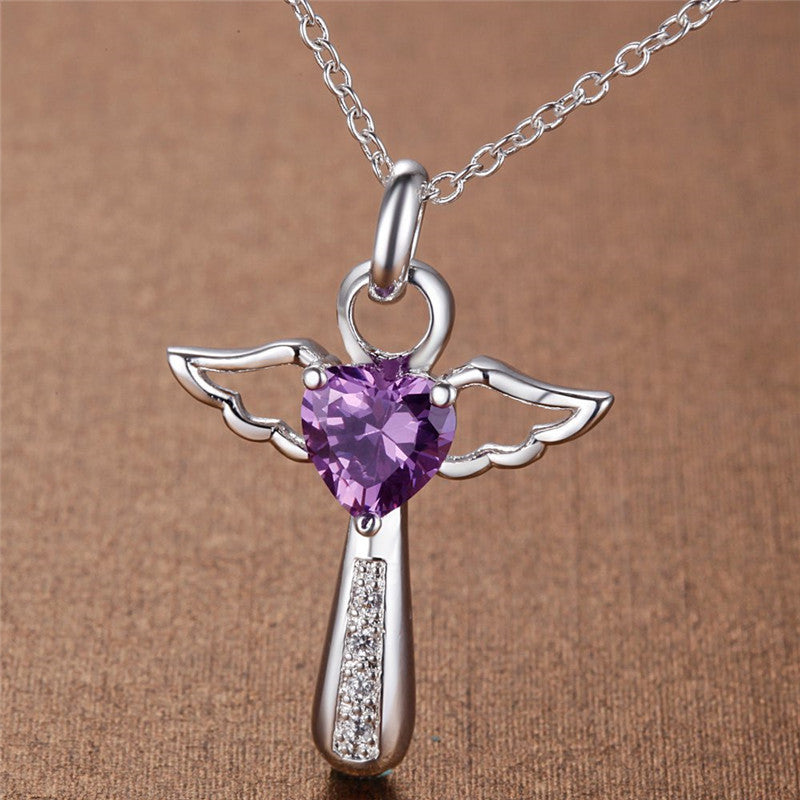 Purple zircon crystal necklace