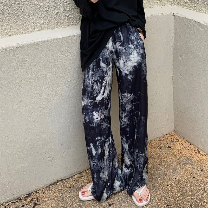 Tie Dye Wide Leg Pants Nine-quarter Pants