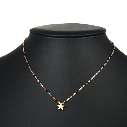 Simple Design Pentagon Star Pendant Necklace