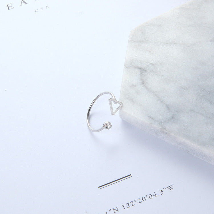 Korean Minimalist Geometric Polygon Triangle Square Diamond Ring Tail Ring