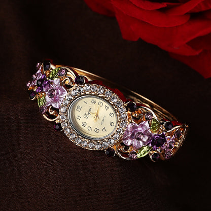 Fashion diamond flower lady watch