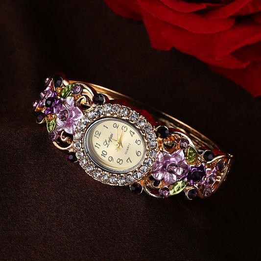 Fashion diamond flower lady watch