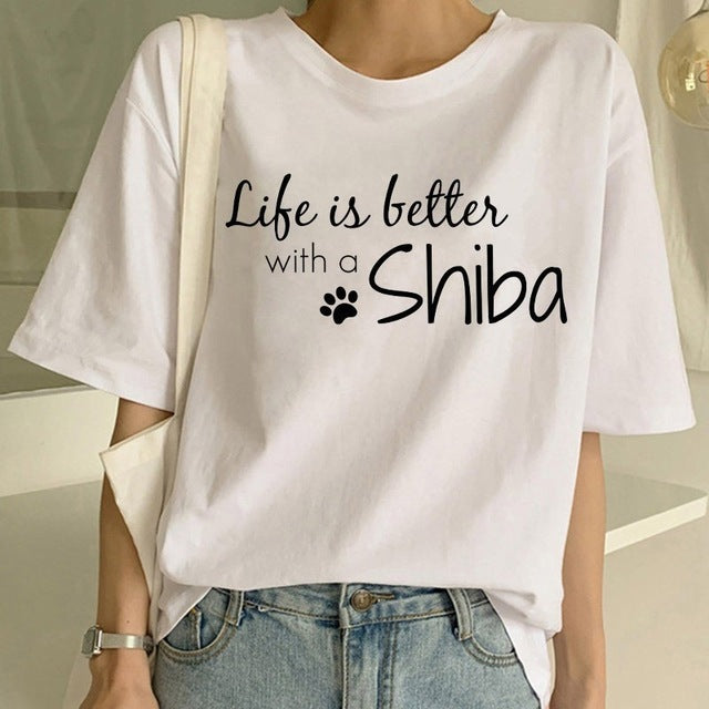 Fashion Shiba Inu Dog Round Neck T-shirt