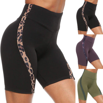 Leopard Stitching Yoga Pants Leggings Shorts