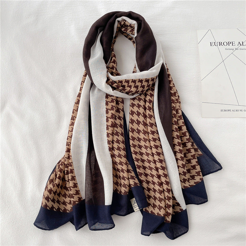 Travel Shawl Geometric Plaid Scarf