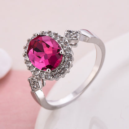 Fashion Temperament Red Crystal Jewelry Ring