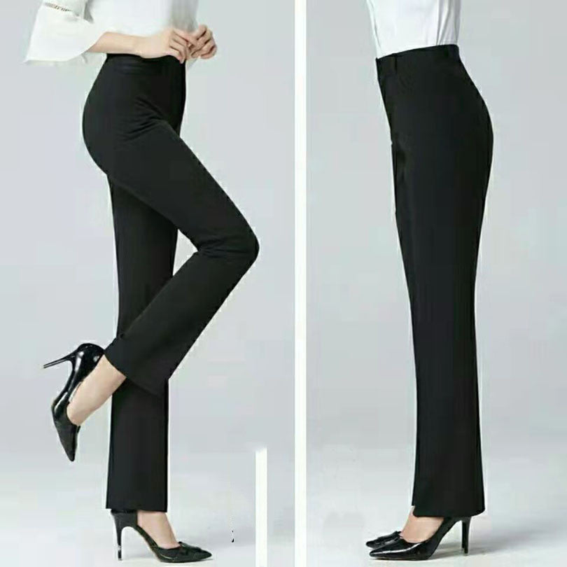 Wide Leg Long Pants Black Professional Straight Pants