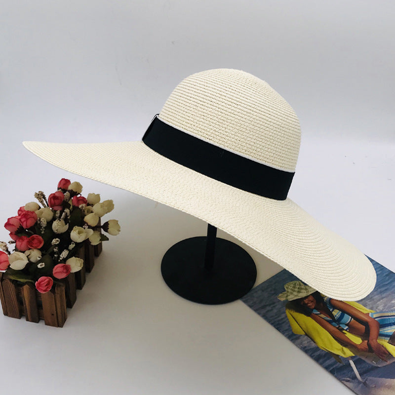 Seaside Travel Sunshade Sunscreen White Big Brim Hat