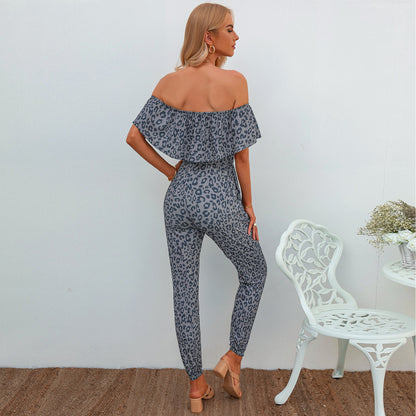 Leopard Wrap Breast Jumpsuit