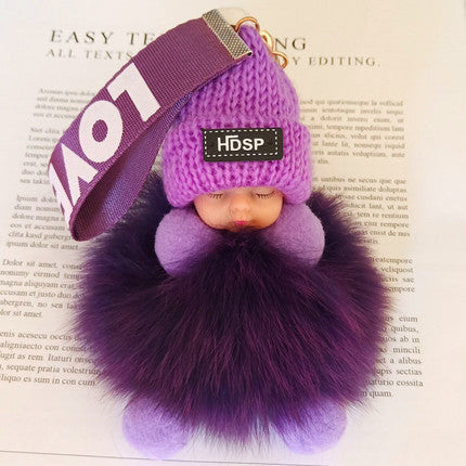 Fur Pendant Sleeping Baby Backpack Pendant