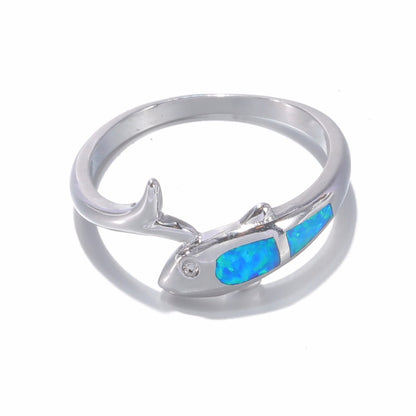 Women's Ring with Opal Dolphin