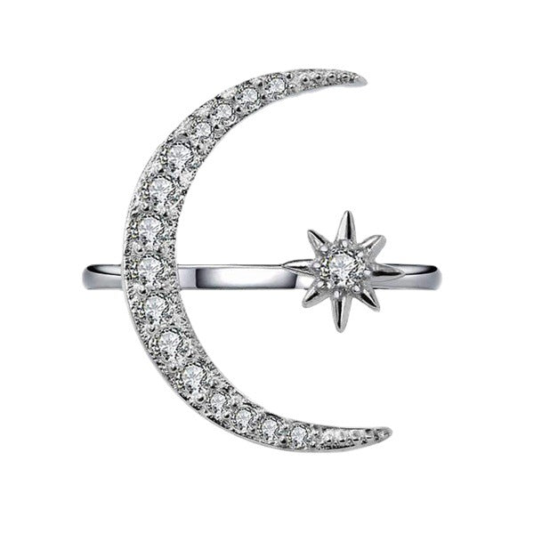 Fashion jewelry with zircon stars and moon rings