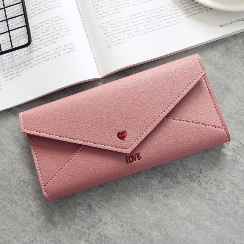 Long Heart-shaped Letter Line 2 Fold Multifunctional Wallet