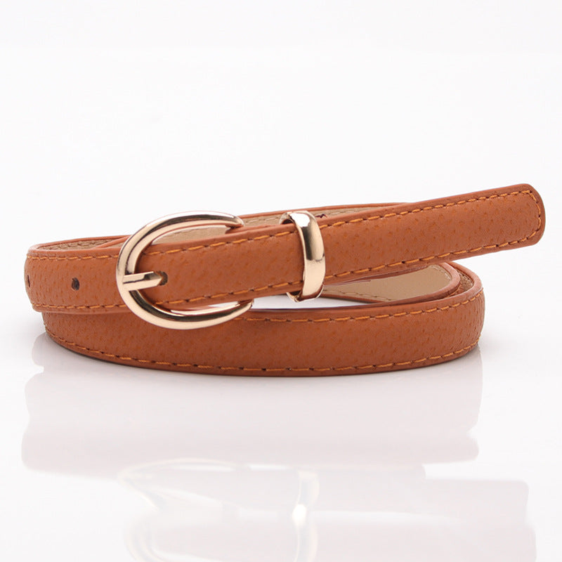 New Ladies Pigskin Decorative Casual Thin Belt